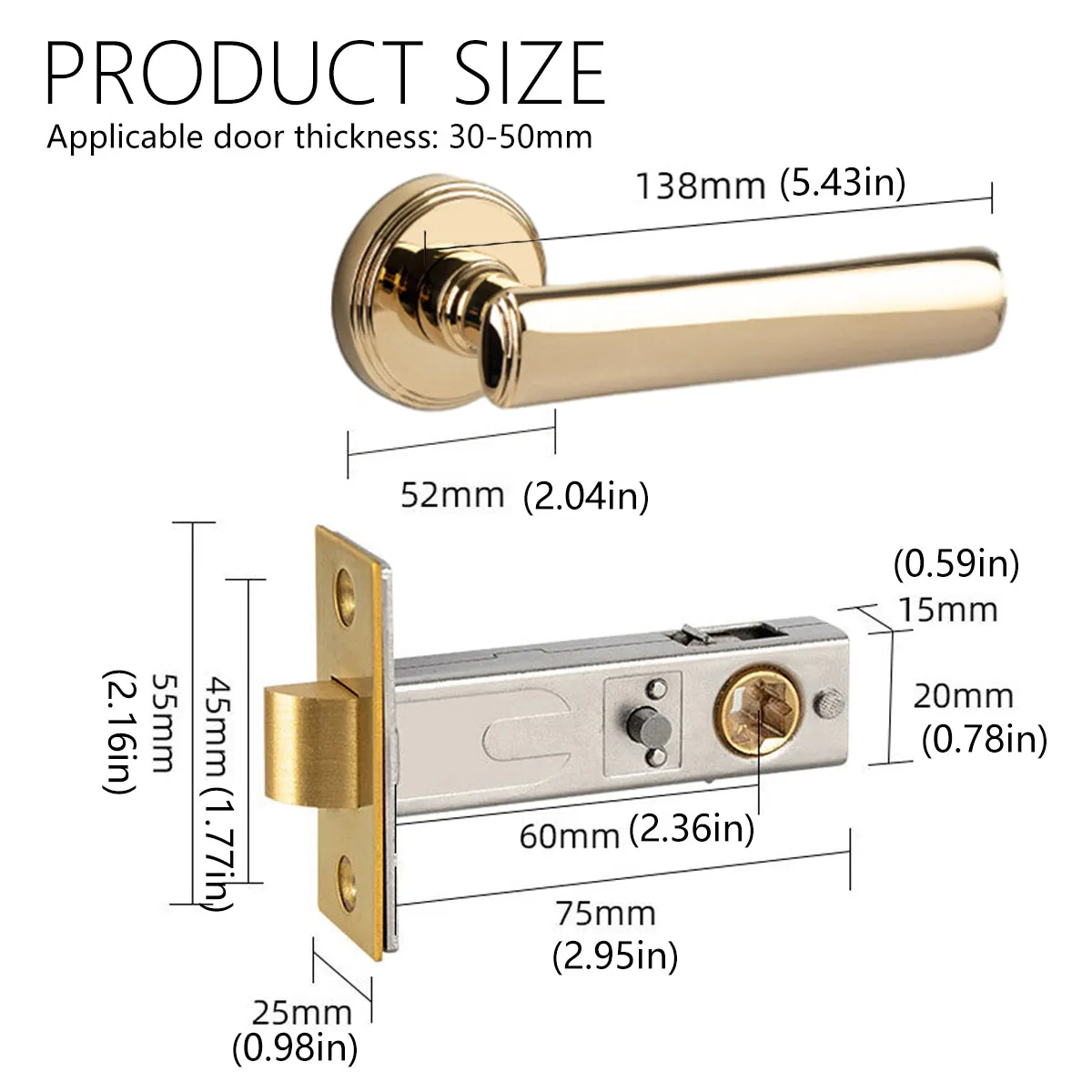 Privacy Door Handles – Stylish, Secure Brushed Brass Lockable Door Handle