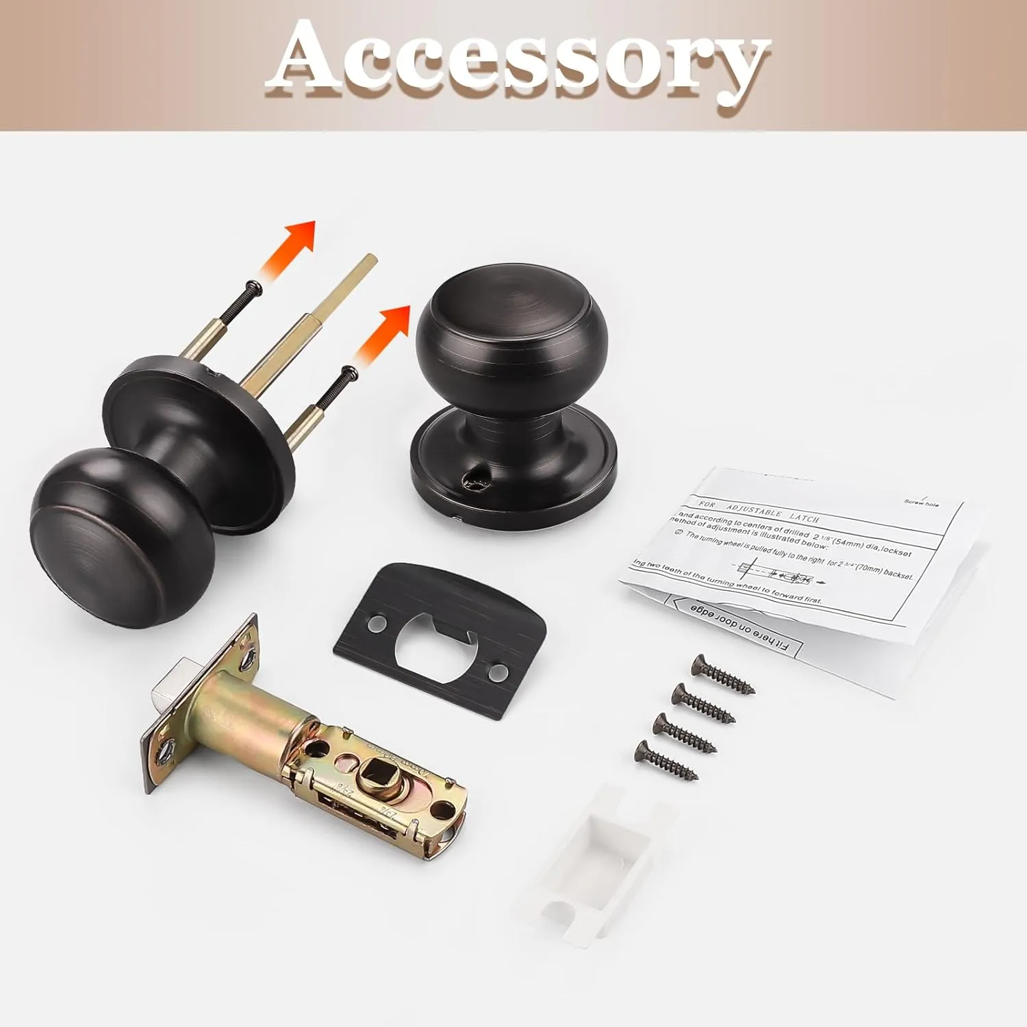 Probrico Door Knobs Interior, Closet Door Knobs, Passage Door Handles, Keyless Door Knobsets No Lock, Oil Rubbed Bronze, 2 Pack