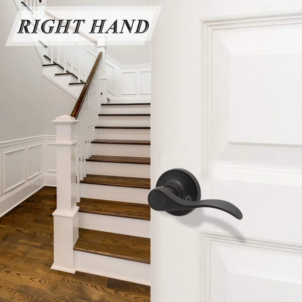 Probrico Half-Dummy Door Levers Wave Style Oil Rubbed Bronze Dummy Door Handles Hardware,Right Handed, 3 Pack