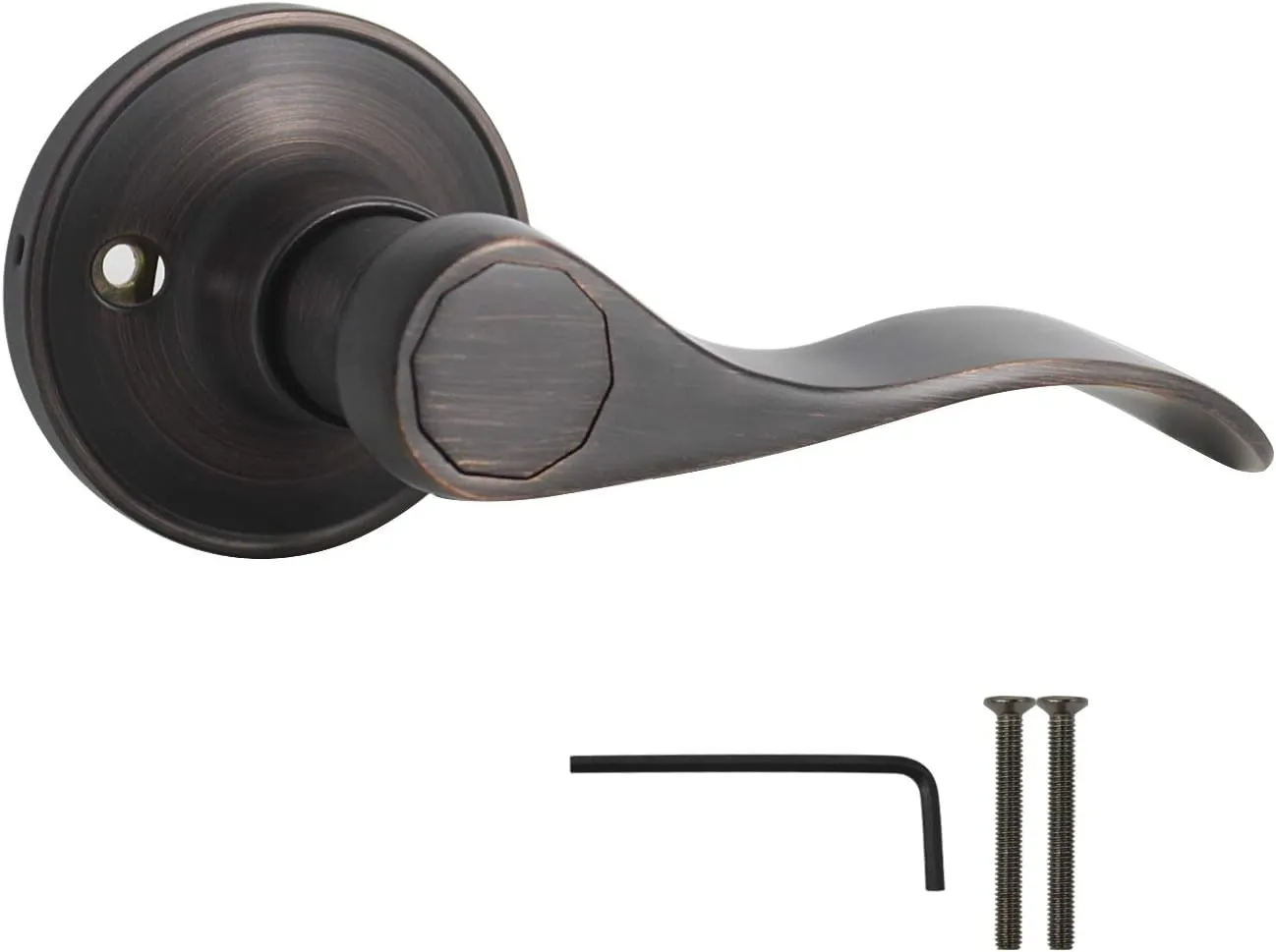 Probrico Half-Dummy Door Levers Wave Style Oil Rubbed Bronze Dummy Door Handles Hardware,Right Handed, 3 Pack