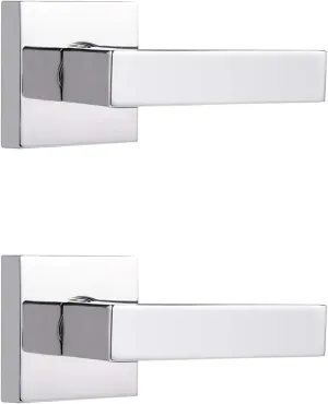 Probrico Square Half-Dummy Levers in Polished Chrome Heavy Duty Decorative Inactive Single Side Dummy Door Handles for Closet or French Doors,2 Pack