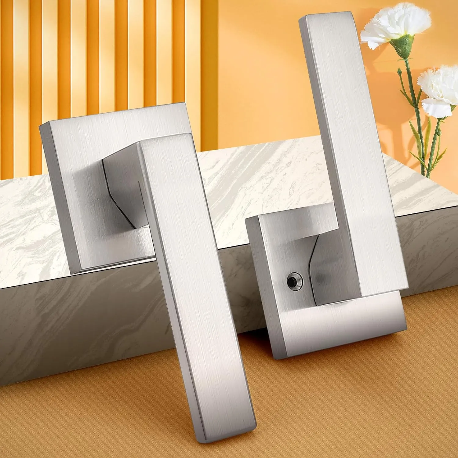 Probrico Square Passage Door Levers Set Keyless Interior Door Handles Brushed Nickel Finish, 6 Pack