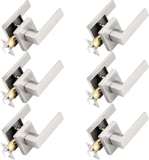 Probrico Square Passage Door Levers Set Keyless Interior Door Handles Brushed Nickel Finish, 6 Pack