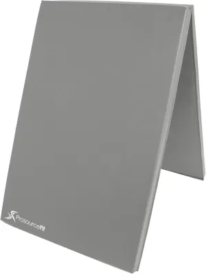 ProsourceFit Bi-Fold Folding Thick Exercise Mat 6’x2’ with Carrying Handles for MMA, Gymnastics Core Workouts, Grey