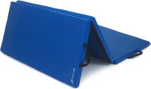 ProsourceFit Tri-Fold Folding Thick Exercise Mat 6’x4’ with Carrying Handles for Tumbling, Martial Arts, Gymnastics, Stretching, Core Workouts, Blue