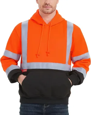 ProtectX Hi Vis Hoodie for Men Women High Visibility Safety Sweatshirt Reflective with Pockets for Construction Work Class 3