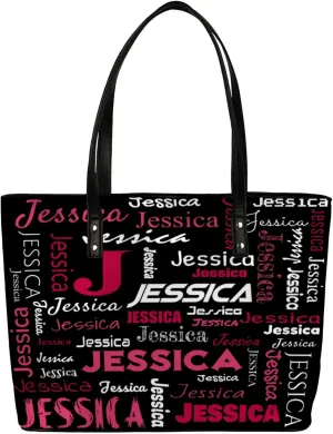 PU Leather Custom Tote Bag for Women, Personalized Initial Shoulder Beach Bags Customized Handles Bag
