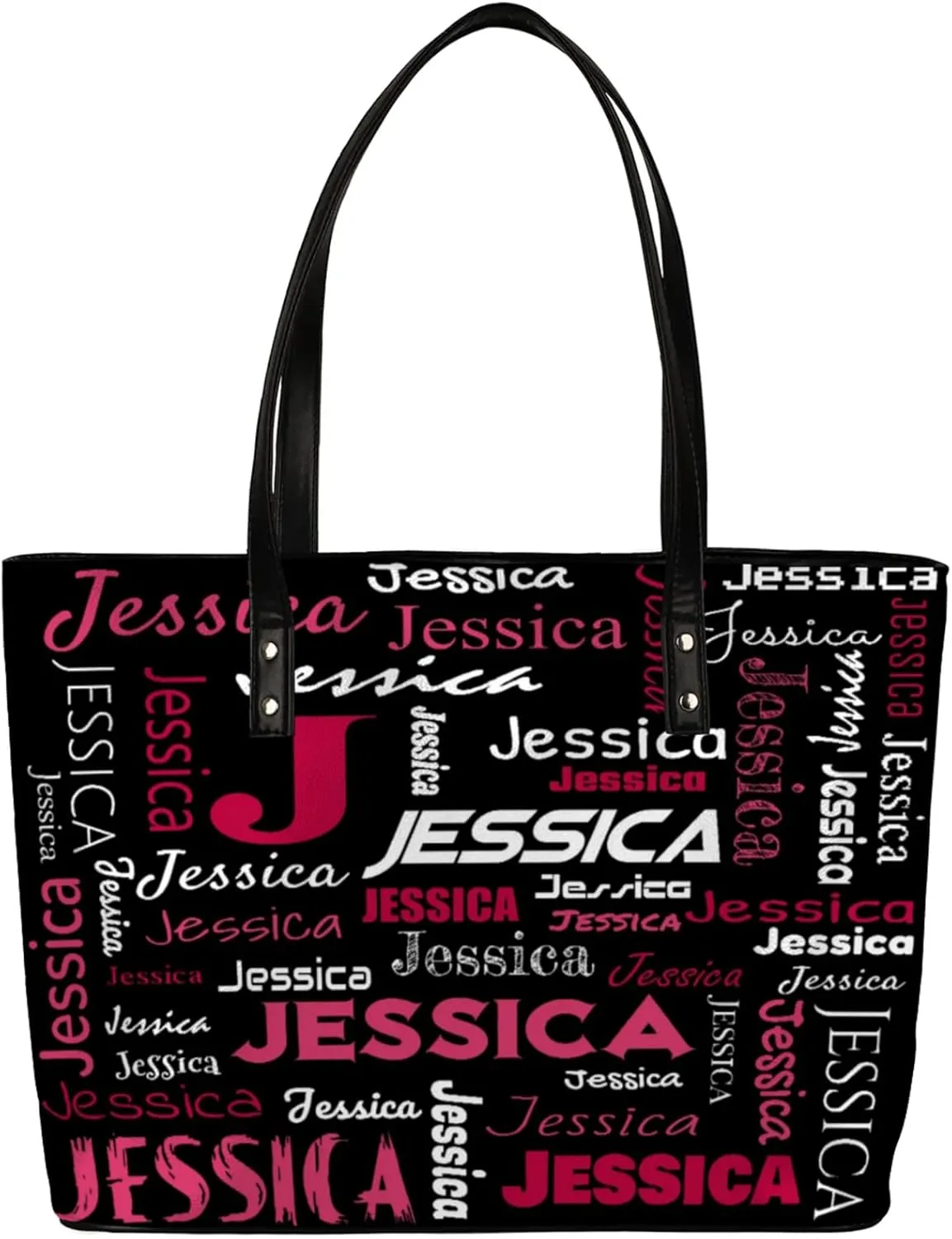 PU Leather Custom Tote Bag for Women, Personalized Initial Shoulder Beach Bags Customized Handles Bag