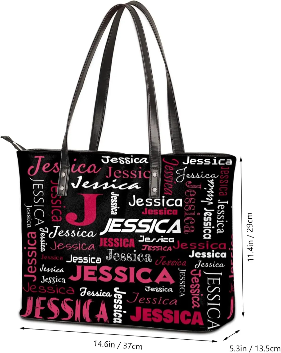 PU Leather Custom Tote Bag for Women, Personalized Initial Shoulder Beach Bags Customized Handles Bag