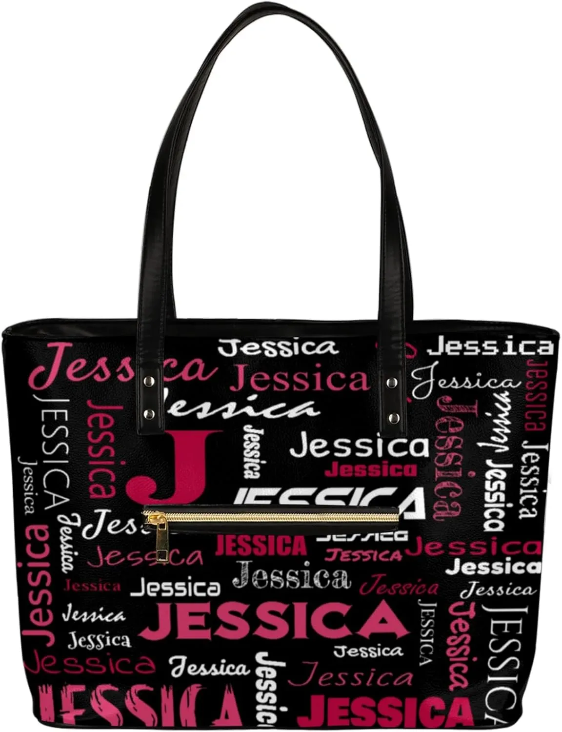 PU Leather Custom Tote Bag for Women, Personalized Initial Shoulder Beach Bags Customized Handles Bag