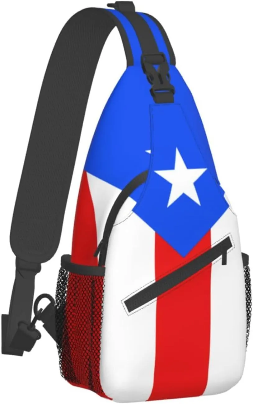 Puerto Rico Flag Sling Bag,Multipurpose Crossbody Backpack Shoulder Chest Bag for Women Men Travel Hiking Daypack