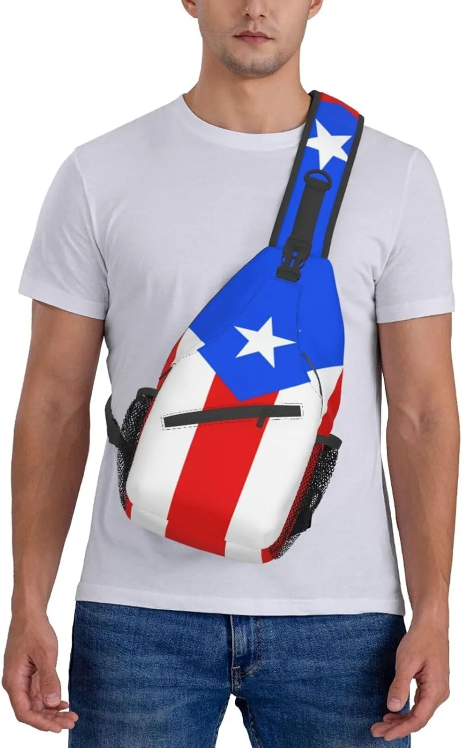 Puerto Rico Flag Sling Bag,Multipurpose Crossbody Backpack Shoulder Chest Bag for Women Men Travel Hiking Daypack
