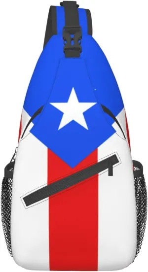 Puerto Rico Flag Sling Bag,Multipurpose Crossbody Backpack Shoulder Chest Bag for Women Men Travel Hiking Daypack