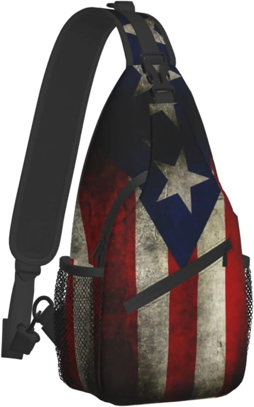 Puerto Rico Sling Bag Puerto Rico Flag Crossbody Chest Daypack Casual Backpack Puerto Shoulder Bag
