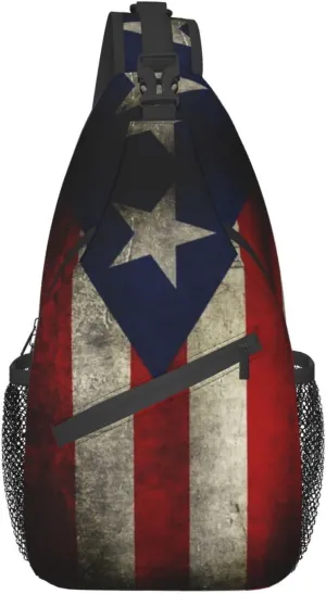 Puerto Rico Sling Bag Puerto Rico Flag Crossbody Chest Daypack Casual Backpack Puerto Shoulder Bag