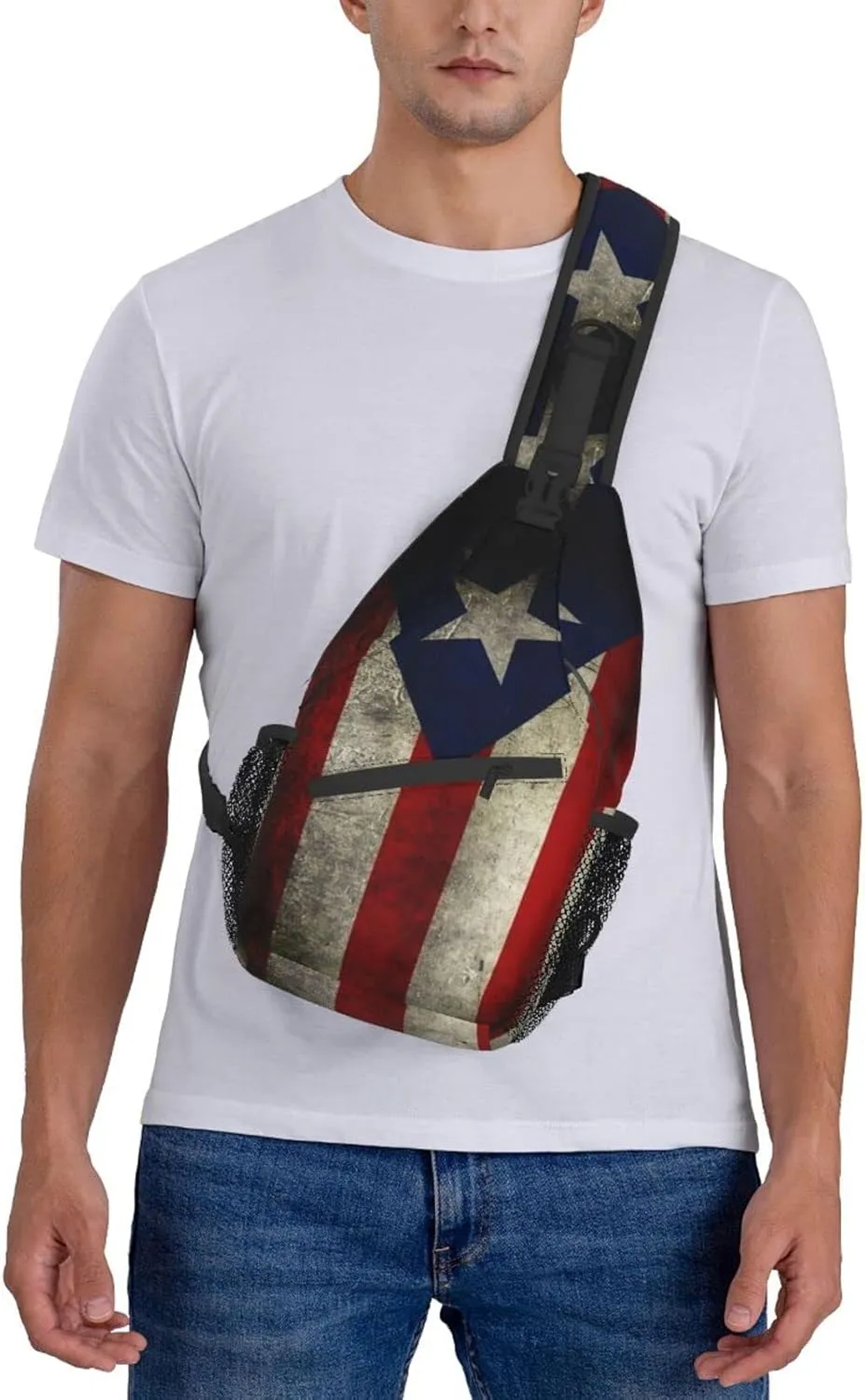Puerto Rico Sling Bag Puerto Rico Flag Crossbody Chest Daypack Casual Backpack Puerto Shoulder Bag