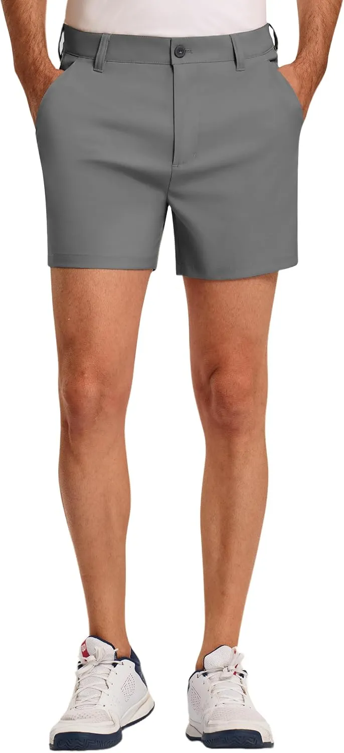 PULI Golf Shorts Men 5 Inch Inseam Relaxed Fit Stretch Dress Lightweight Casual Travel Quick Dry Summer Shorts