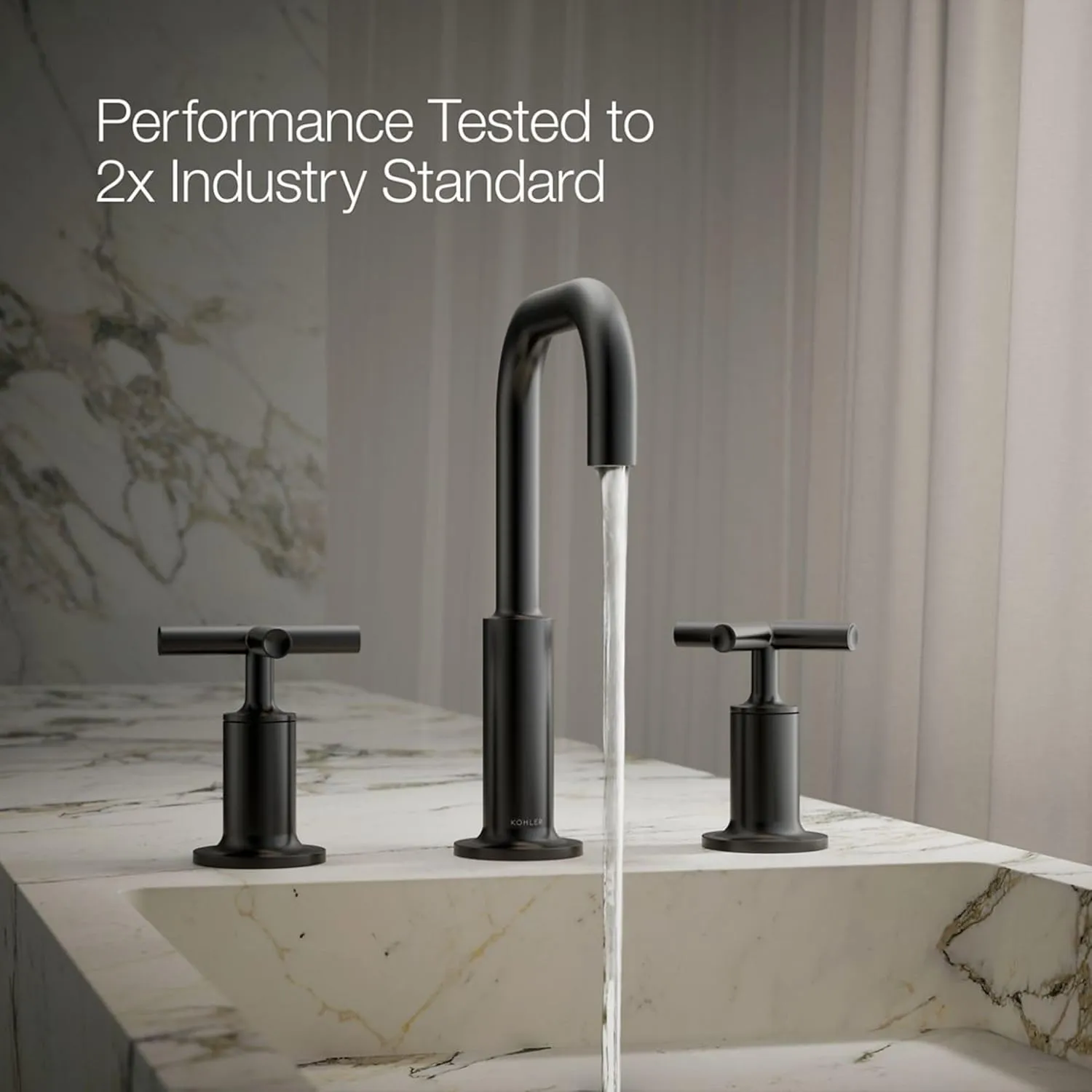 Purist Widespread Bathroom Sink Faucet with Cross Handles, 1.2 gpm Matte Black