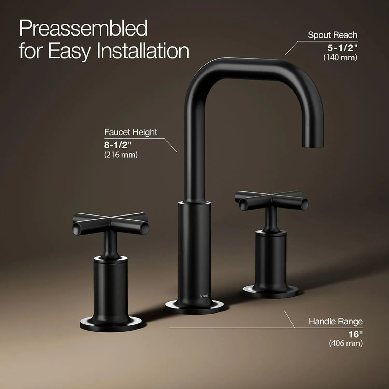 Purist Widespread Bathroom Sink Faucet with Cross Handles, 1.2 gpm Matte Black