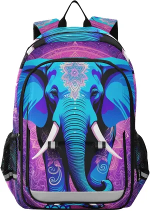 Purple Blue Elephant Print Backpack for Boys Middle-School Elementary Bookbags 20325587