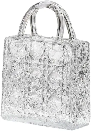 Purse Vase, Glass Bag, 12 Inch Large Glass Flower Vase