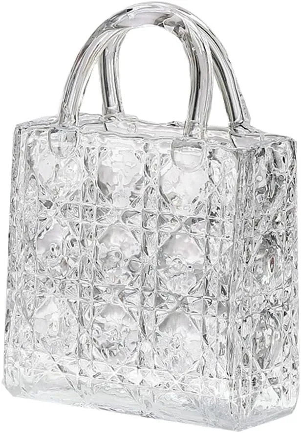 Purse Vase, Glass Bag, 12 Inch Large Glass Flower Vase