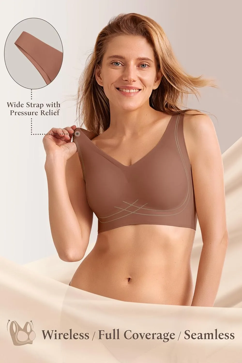 Push Up Bra for Women Wireless Bralettes No Underwire Seamless Tshirt Bras
