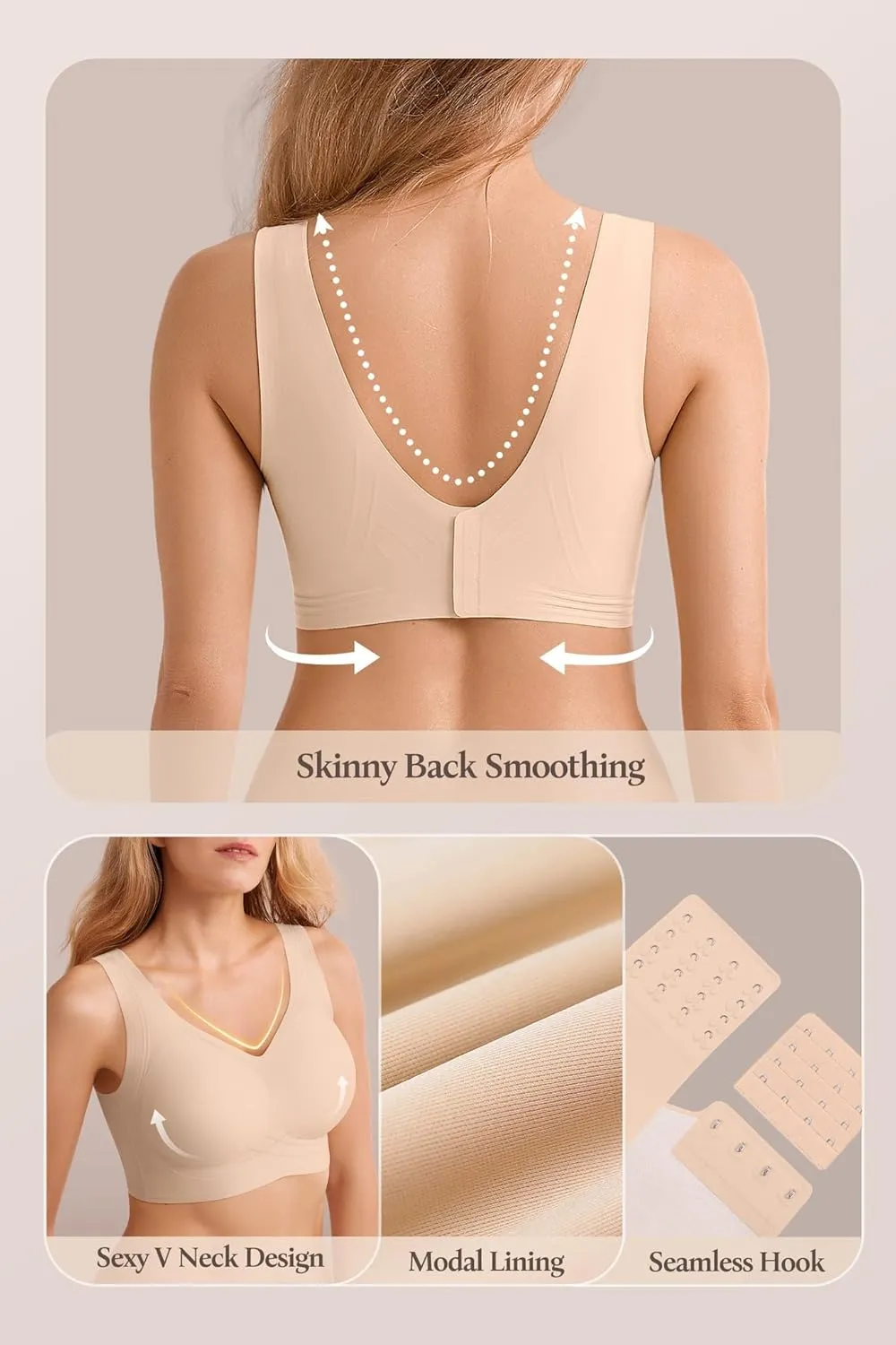 Push Up Bra for Women Wireless Bralettes No Underwire Seamless Tshirt Bras