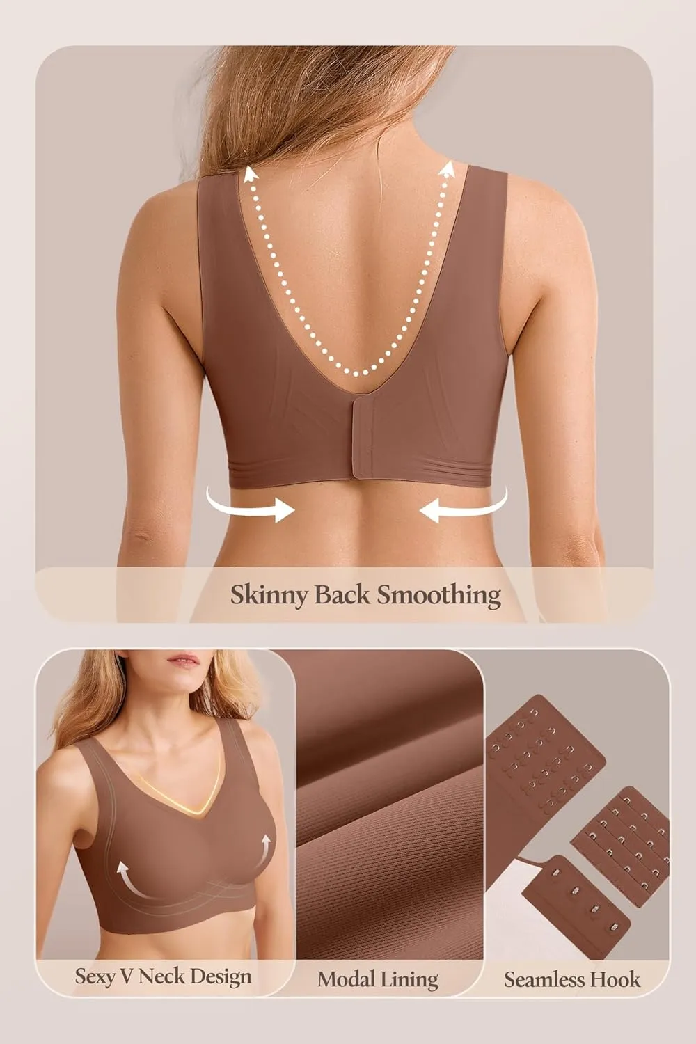 Push Up Bra for Women Wireless Bralettes No Underwire Seamless Tshirt Bras