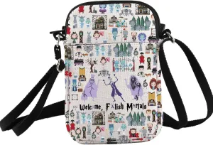 PXTIDY Halloween Haunted Horror Mansion Roles Crossbody Bag Welcome Mortals Foolish Crossbody Purse Ghosts Inspired Gifts