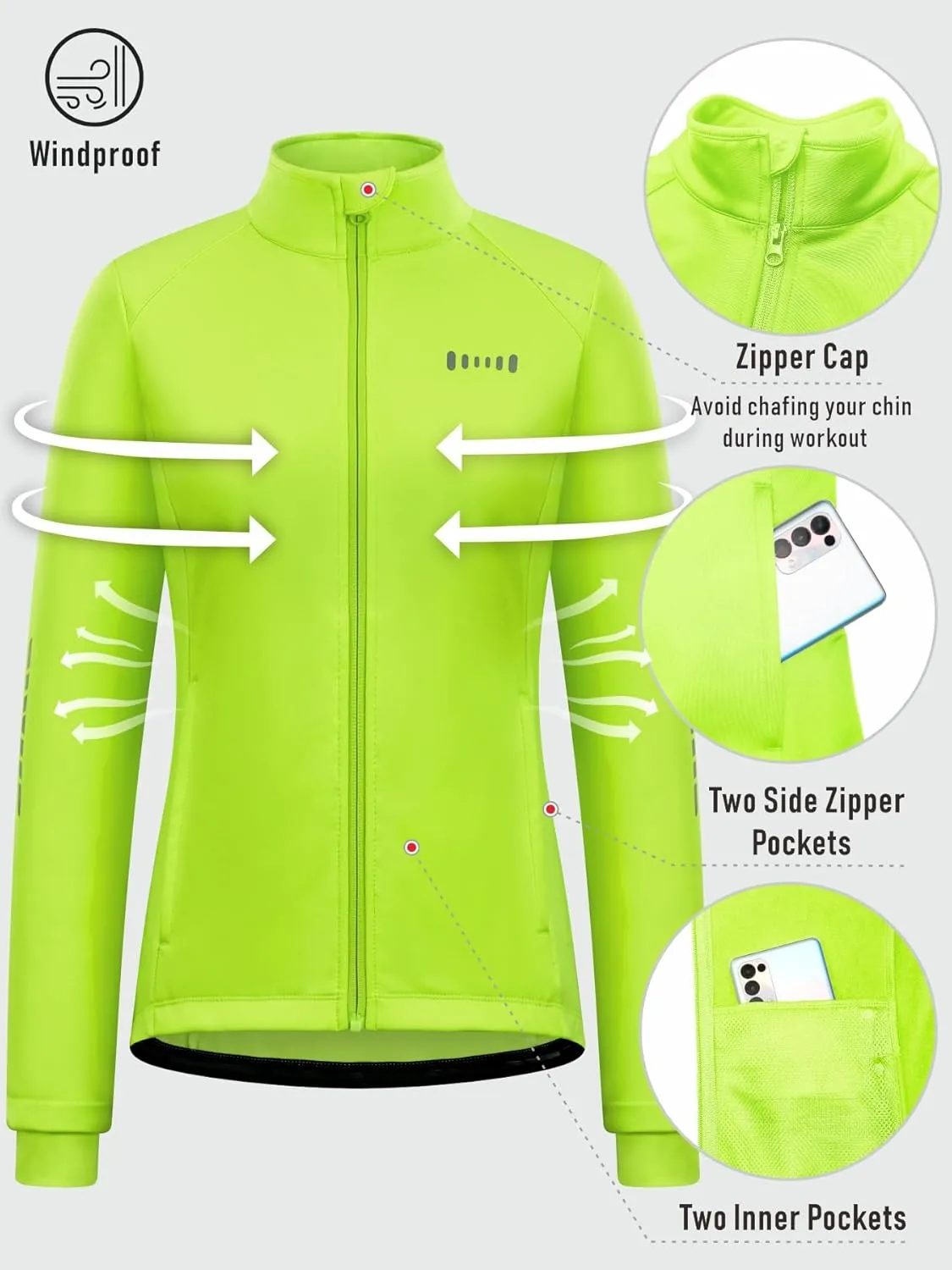 qualidyne Women's Cycling Jacket Windproof Thermal Winter Running Cold Weather Bicycle Biking Jacket Softshell Warm
