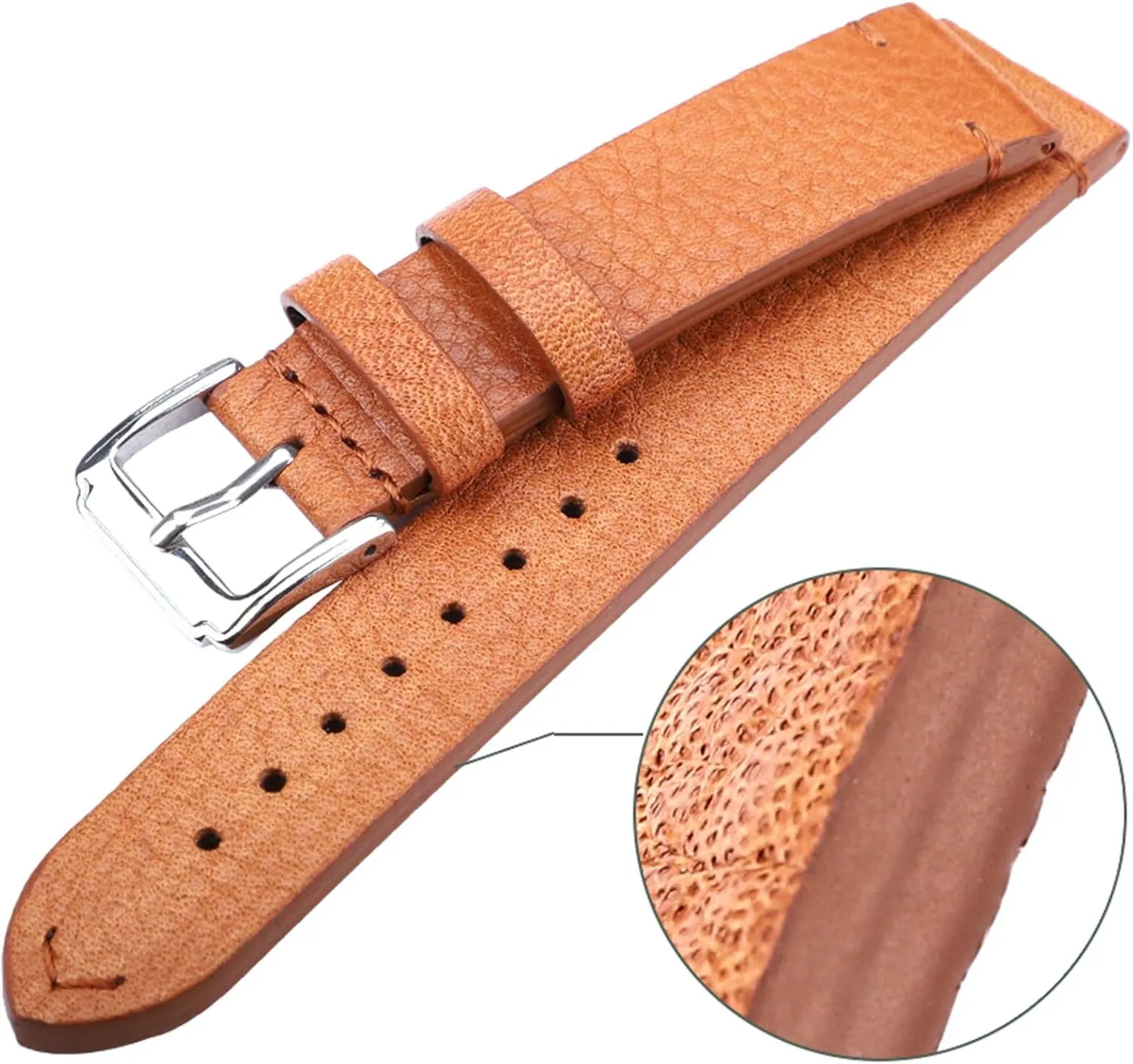 Quick Release Watch Strap Watch Band, 18mm/20mm/22mm Handmade Wax Oil Leather Watchbands Retro Men Watch Band Strap Genuine Leather Pin Buckle Watch Strap
