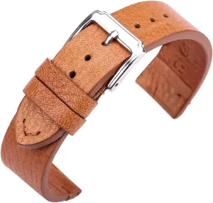 Quick Release Watch Strap Watch Band, 18mm/20mm/22mm Handmade Wax Oil Leather Watchbands Retro Men Watch Band Strap Genuine Leather Pin Buckle Watch Strap