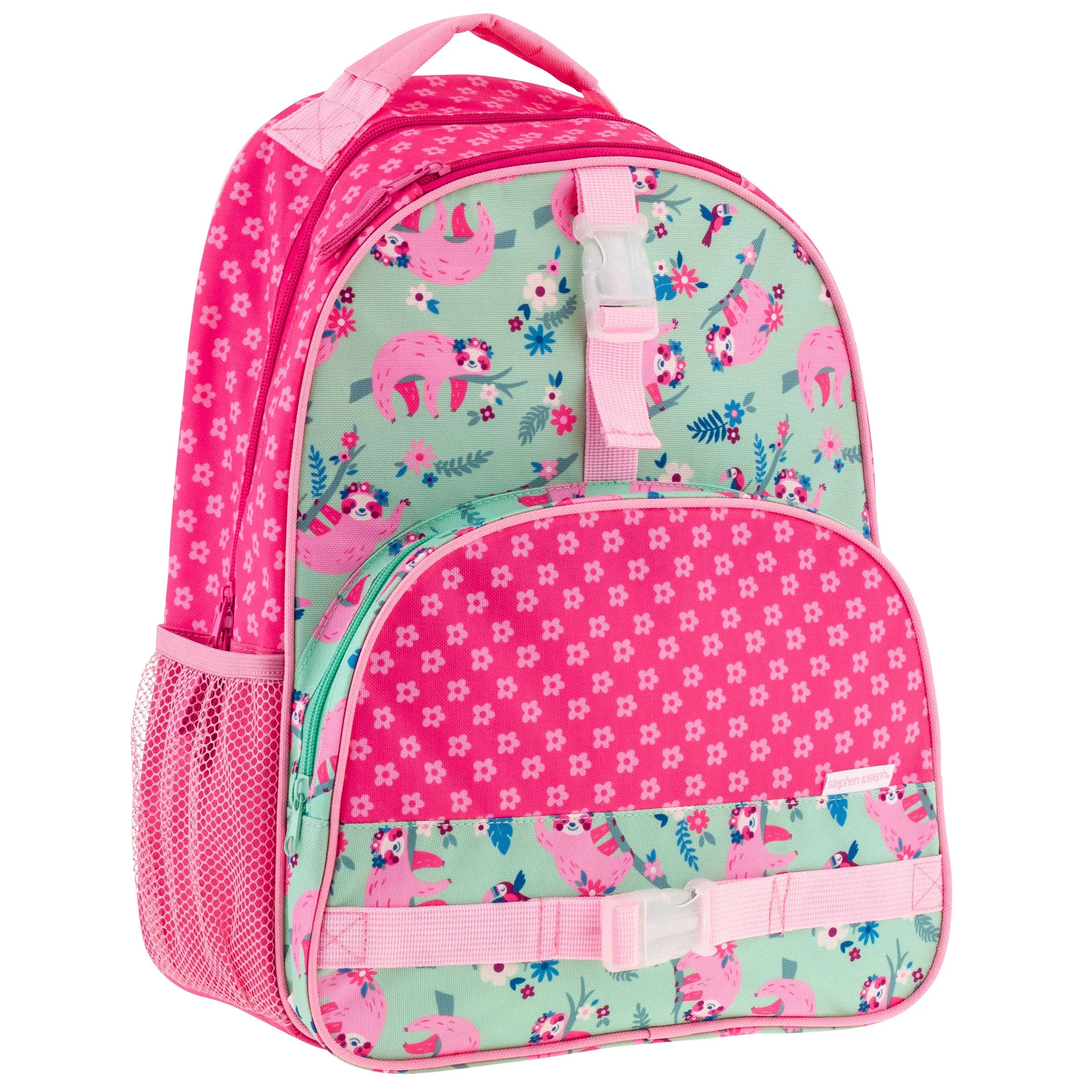 "Just Hanging Out" Girls' Pink Floral Sloth Backpack