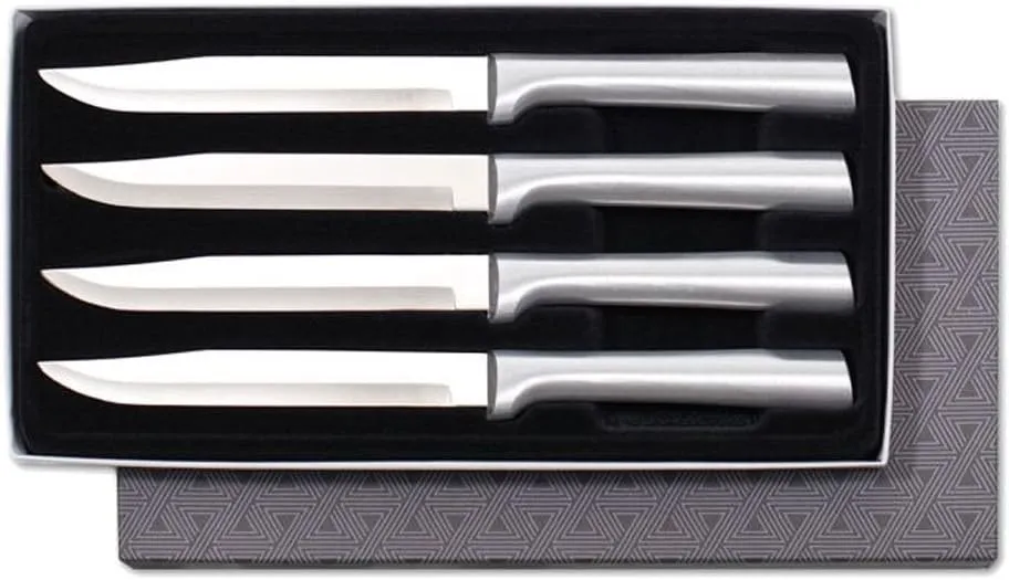 Rada Cutlery 4-Piece Utility Steak Knife Gift Set, Silver Handles