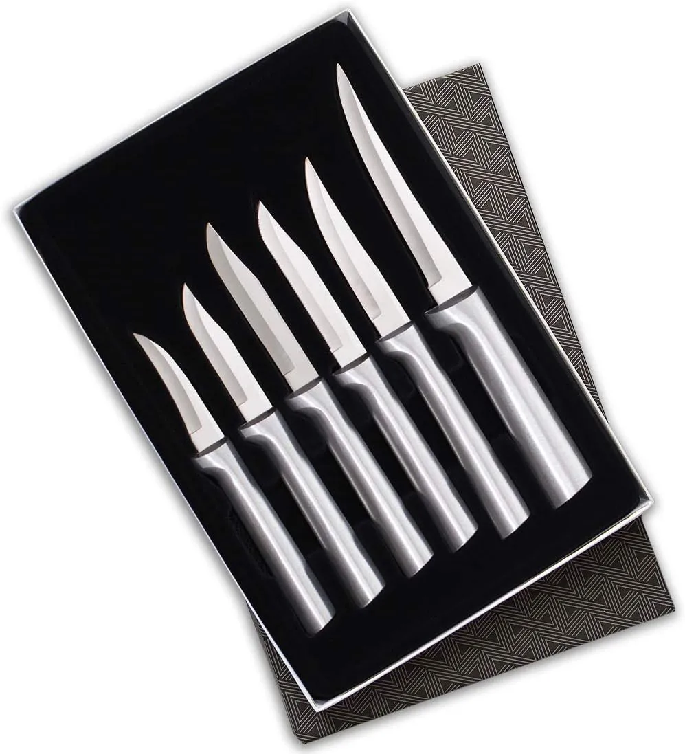 Rada Cutlery 6-Piece All-Star Paring Knife Gift Set, Silver Handles