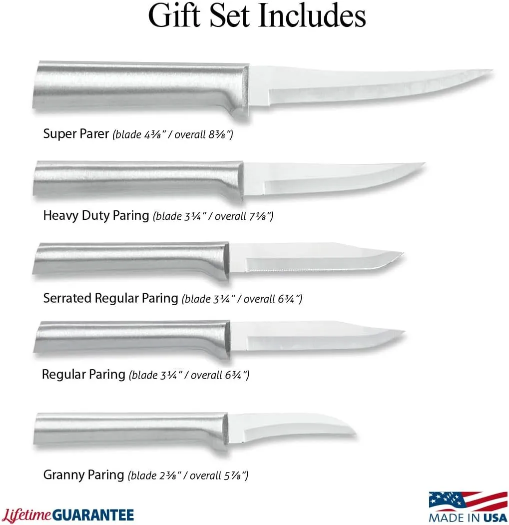 Rada Cutlery 6-Piece All-Star Paring Knife Gift Set, Silver Handles
