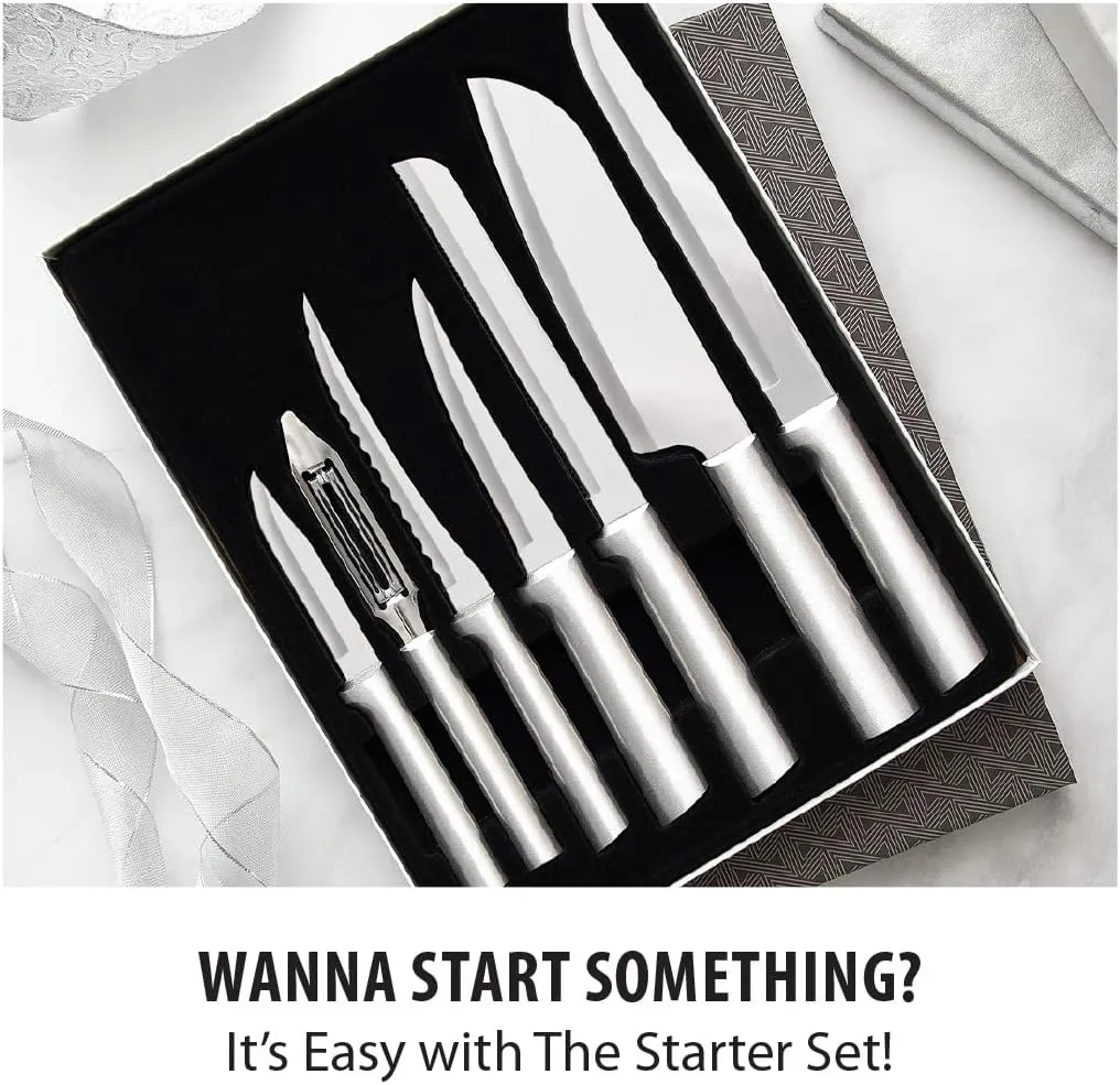 Rada Cutlery 7-Piece Starter Knife Gift Set, Silver Handles
