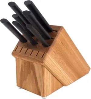 Rada Cutlery Essential Oak Block Set, Black Handles