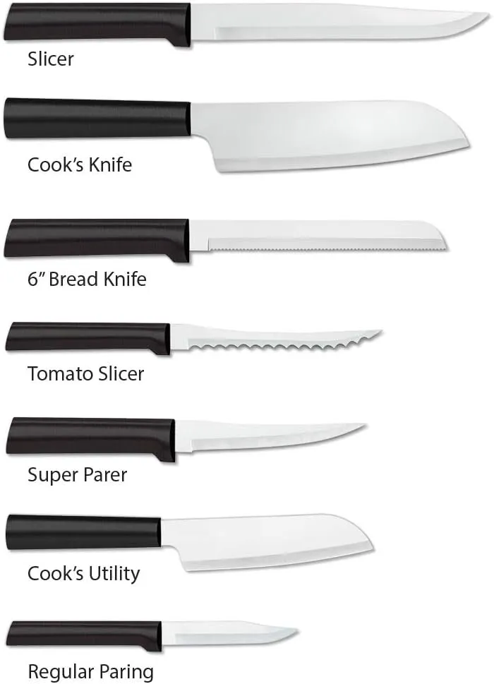 Rada Cutlery Essential Oak Block Set, Black Handles