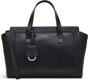 RADLEY London Marston Mews Women's Medium Leather Ziptop Satchel Bag, Black