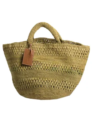 Raffia Tote in Khaki
