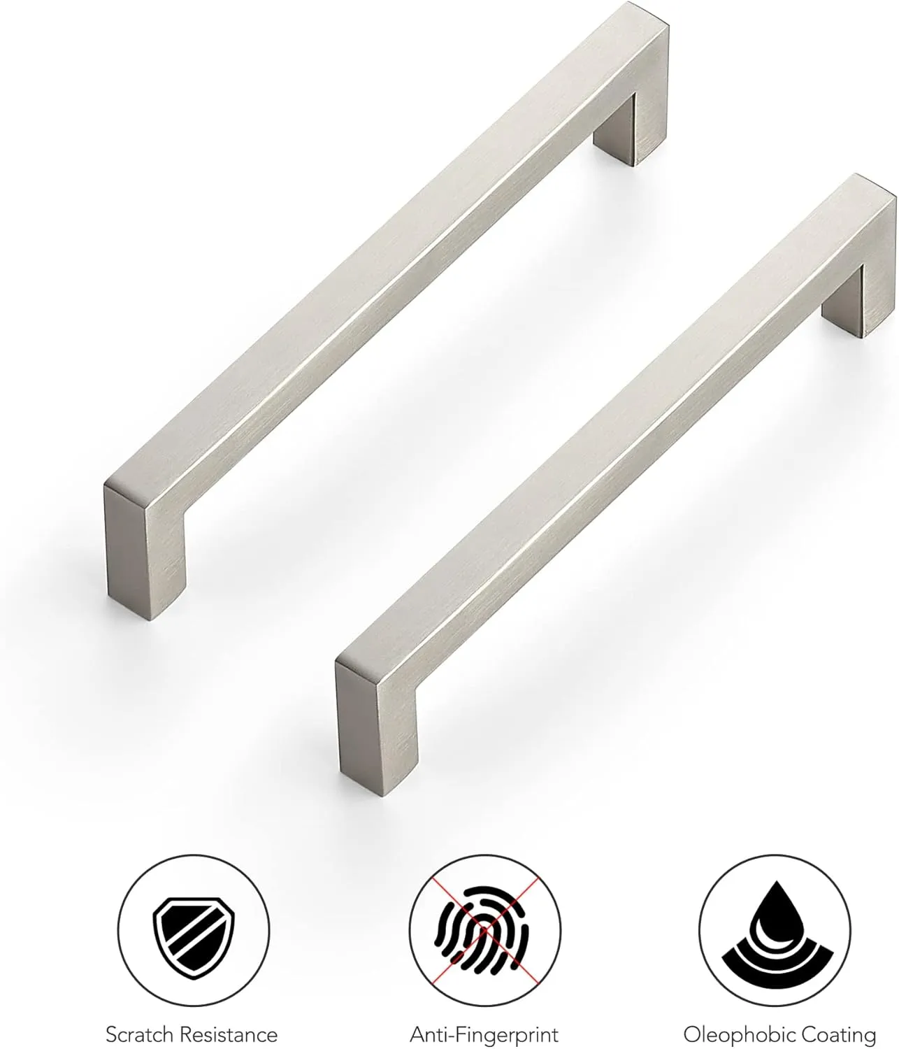 Ravinte 10 Pack 6-1/4 Inch Kitchen Square Cabinet Handles Satin Nickel Pulls Brushed Nickel Kitchen Cabinet Hardware Handles for Cupboard Drawer Pulls