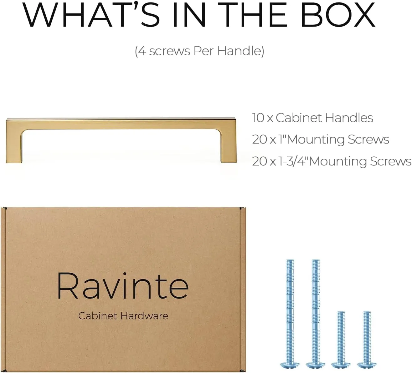 Ravinte 10 Pack Solid 5 Inch Square Cabinet Handles - Champagne Bronze Pulls for Drawers and Kitchen Cabinets - Hardware