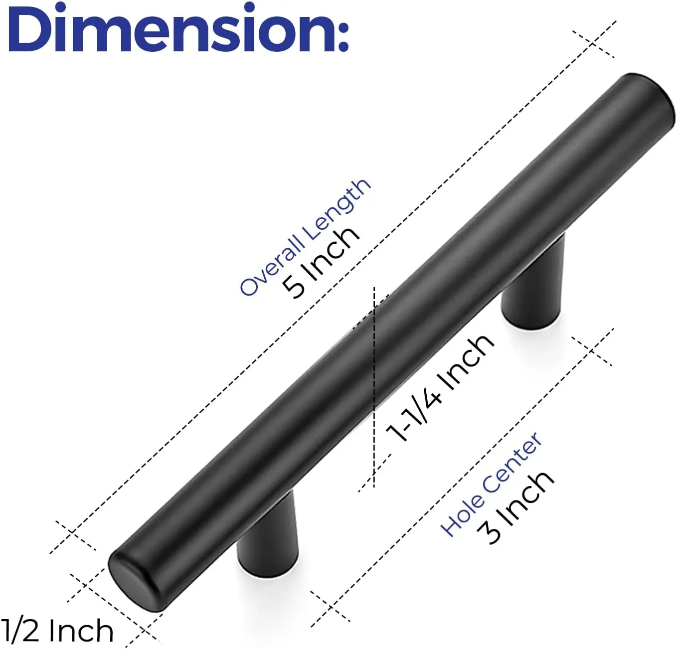 Ravinte 25 Pack | 5'' Matte Black Cabinet Pulls Stainless Steel Cabinet Handles 5”Length, Kitchen Drawer Pulls 3inch Hole Center