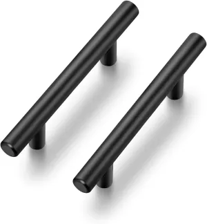 Ravinte 25 Pack | 5'' Matte Black Cabinet Pulls Stainless Steel Cabinet Handles 5”Length, Kitchen Drawer Pulls 3inch Hole Center