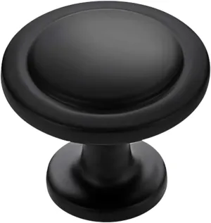 Ravinte 30 Pack 1-1/4 inch Matte Black Zinc Euro-Style Cabinet Knobs, Drawer Pulls & Door Handles