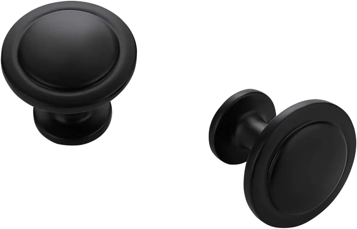 Ravinte 30 Pack 1-1/4 inch Matte Black Zinc Euro-Style Cabinet Knobs, Drawer Pulls & Door Handles