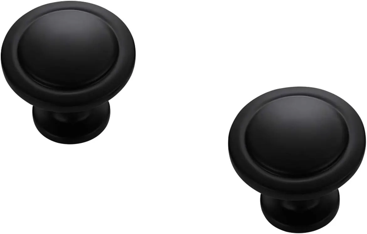 Ravinte 30 Pack 1-1/4 inch Matte Black Zinc Euro-Style Cabinet Knobs, Drawer Pulls & Door Handles