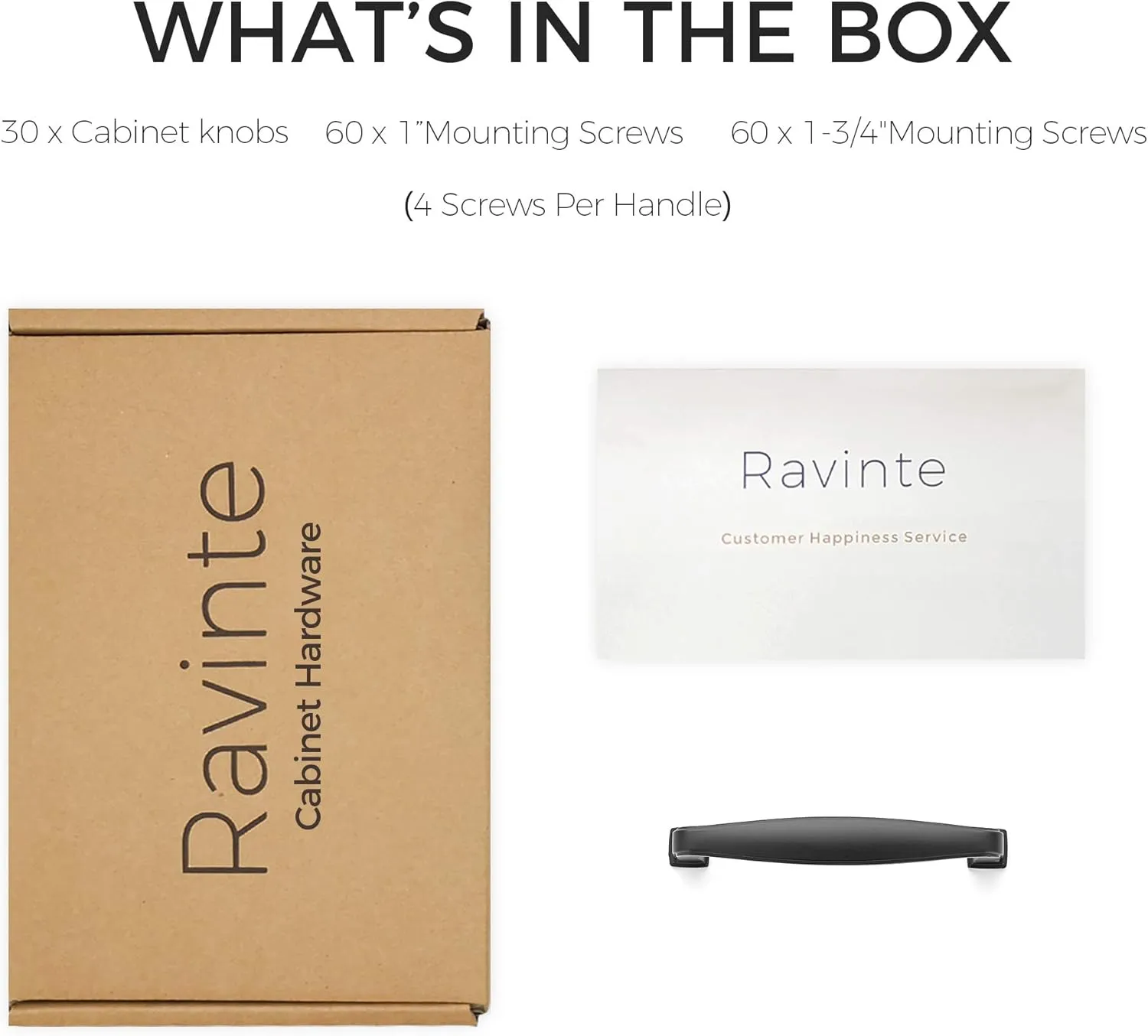 Ravinte 30 Pack Solid 3-3/4 Inch Cabinet Handles - Matte Black Pulls for Kitchen Drawers and Cabinets - Hardware for Cupboards
